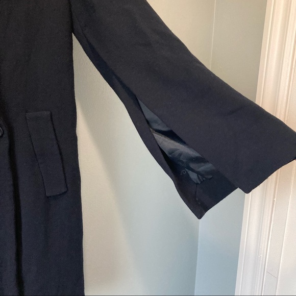 Zara Split-Sleeve Navy Blue Wool Blend Double Breasted Crossover Coat - Picture 7 of 15